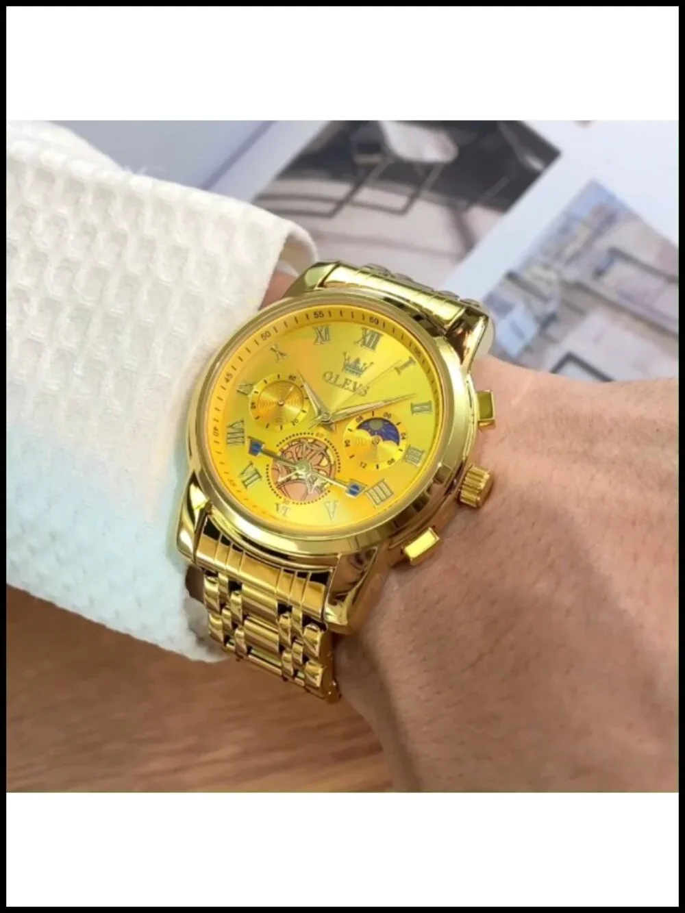 Luxury Waterproof Big Face Stainless Steel Multifunction Mens Watch
